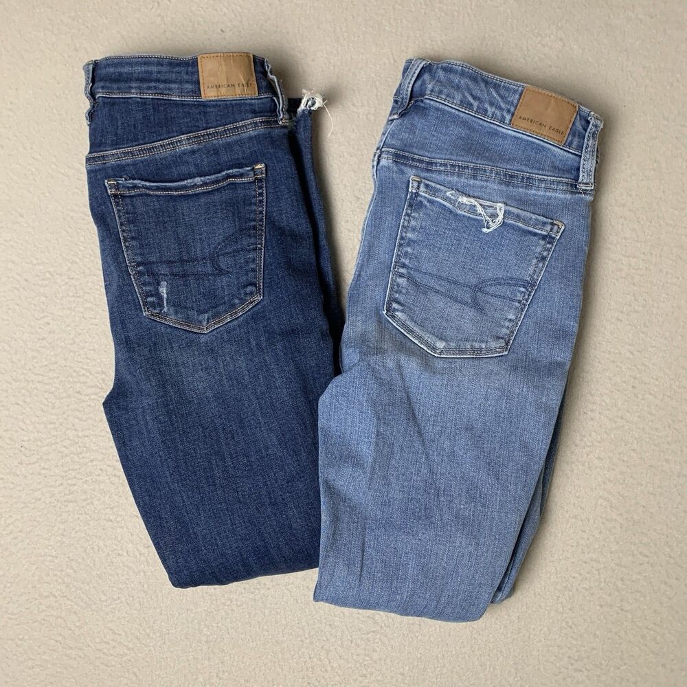American Eagle Jean Women 8 Short Blue Super High Rise & High Rise Jeggings Y2K